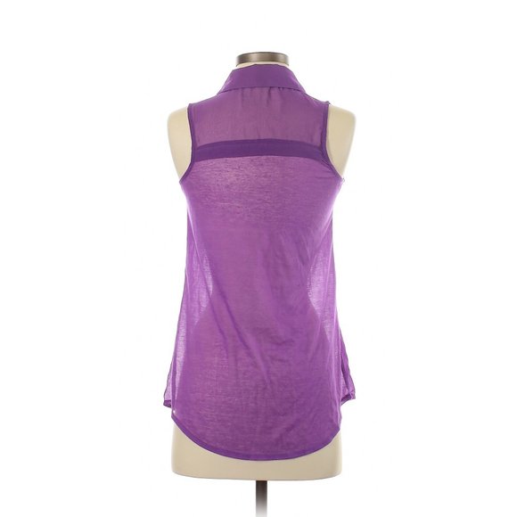 Sleeveless Sheer Blouse in Purple Size XS - Picture 3 of 9